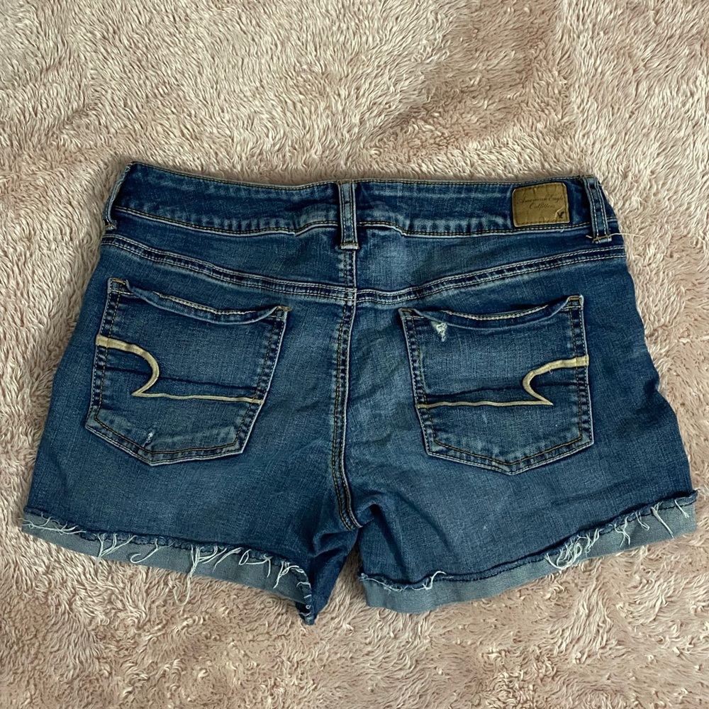 Women's Dark Blue Denim Cutoff Shorts - Classic Casual